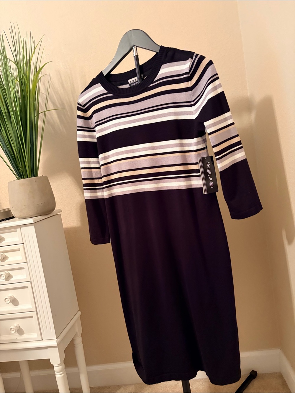 Striped Black and White Knit Shift Dress